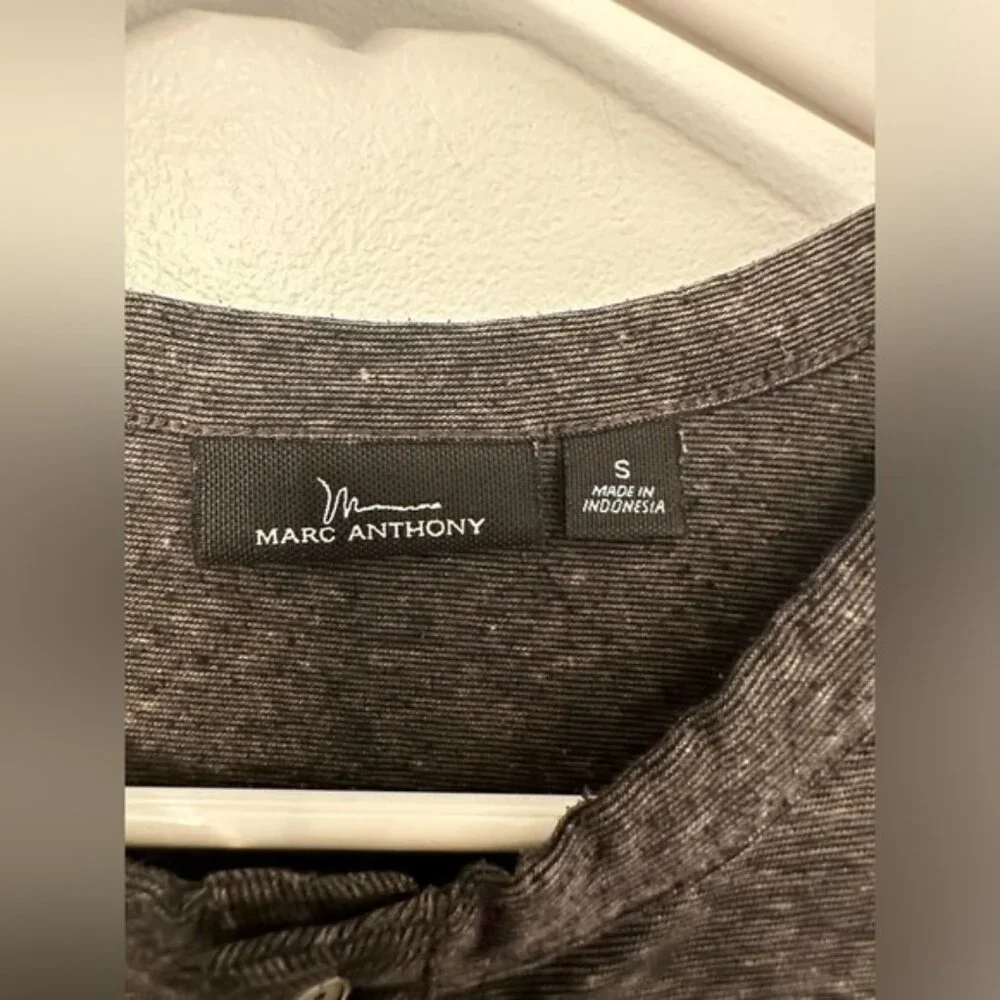 Marc Anthony Mens Henley Tee Shirt Dark Grey Color Size Small Long Sleeves. - Picture 2 of 4